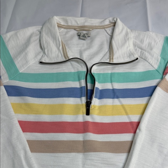 L.L. Bean Women's White Sweater with Multicolor Stripes - Picture 4 of 8